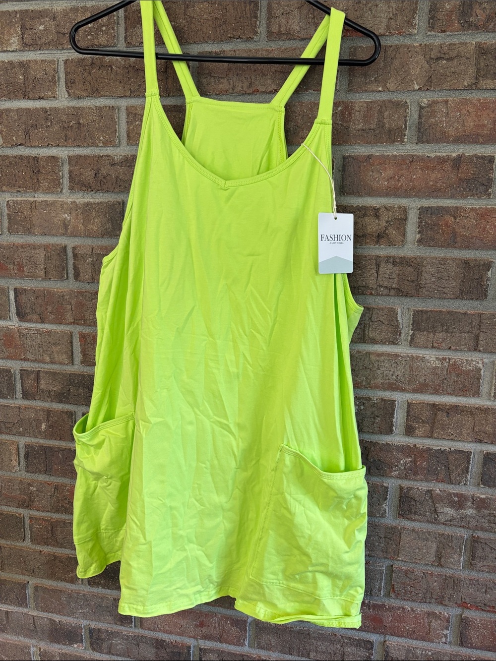 Neon Lime Sleeveless Pocket Romper